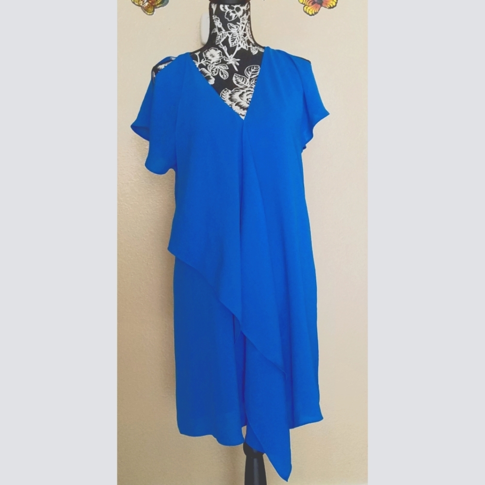 Adrianna Papell Cold Shoulder Draped Shift-Dress 4